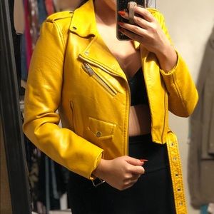 Zara yellow leather jacket
